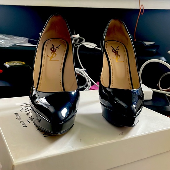 Yves Saint Laurent YSL Pump Vitello Vernice Black Size 38.5 EU / 8 US - Picture 2 of 6